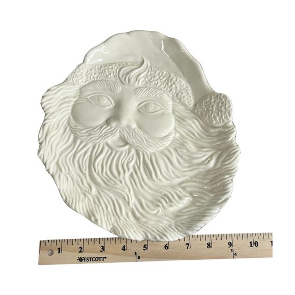 Mikasa Santas Cookie Plate 10" Christmas Holiday Porcelain Santa Face Gold Trim - Picture 7 of 10